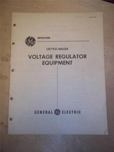 Vtg ge general electric manual~voltage regulator equipment cr7931-na108~1944 for sale