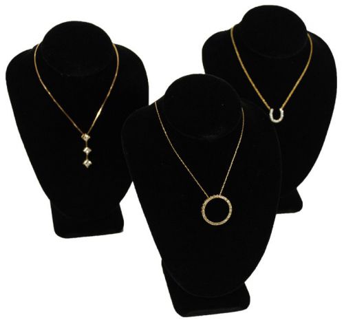 3 Black Velvet Necklace Jewelry Display Busts 6&#034;
