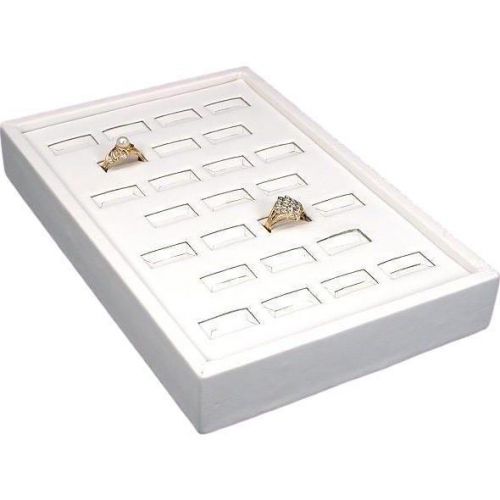 White Faux Leather 25 Slot Ring Display Tray Case
