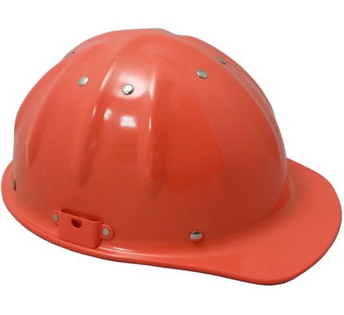 Aluminum cap style safety hard hat &#034;orange&#034; ratchet suspension chin strap csah for sale