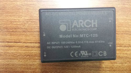 ARCH AC-DC MEDICAL POWER MODULE MTC-12S AC IN 100-240VAC DC OUT 12V