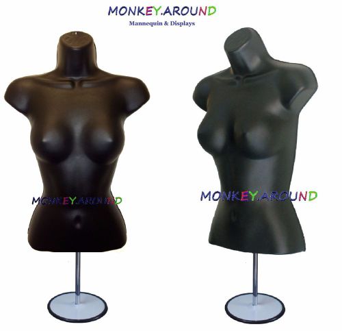FEMALE MANNEQUIN DRESS TORSO WOMEN BODY BLACK FORM +1 HANGER 1 STAND DISPLAY NEW
