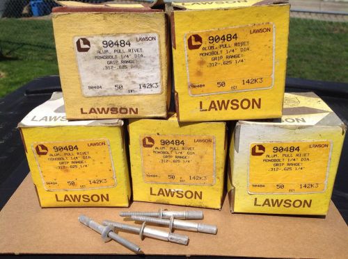 LOT~ 5 BOXES ~ 50 LAWSON MONOBOLT ALUMINUM PULL RIVETS 1/4&#034; DIAMETER ~ FASTENERS