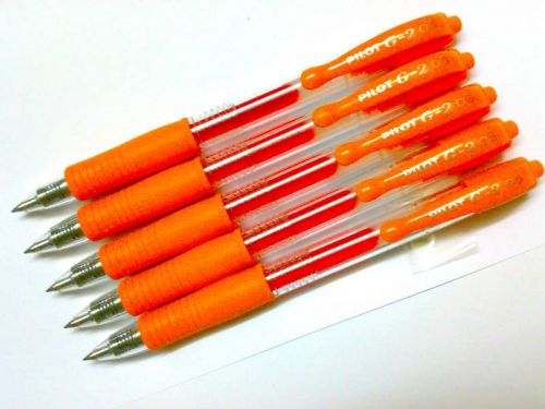 6 Pcs Pilot G-2 0.5mm extra fine Roller ball Pen Orange(Japan)
