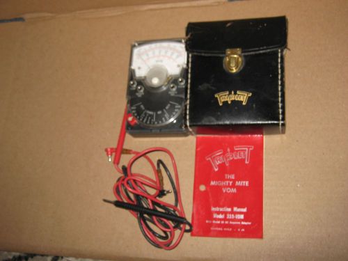 Vintage Triplett Mighty Mite Vom 310-VOM Amp &amp; Voltmeter + Manual &amp; Leather Case