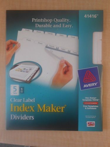 Avery Index Maker Clear Label Dividers, 5 Tabs,ONE SET 41416