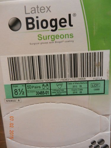 Biogel 30485  latex surgical glove sz 8.5 biogel coat  50prs for sale