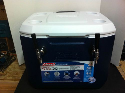 Wheeled draft keg beer coleman jockey box cooler w/dbl 50ft coils new for sale