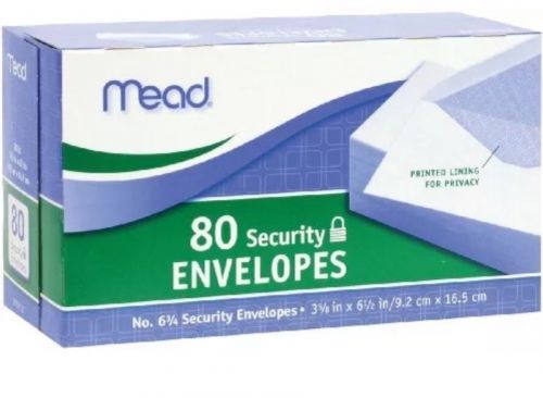 Mead #6 3/4 Security Envelopes for Sending Confidential Mail 80 Count