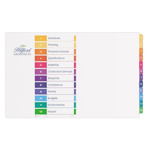 Avery Ready Index 11&#034; x 17&#034; Table of Contents Dividers, 1 Set of 12 Tabs (11149)