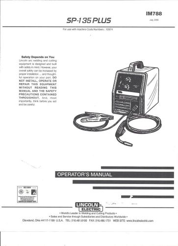 Lincoln Electric (SP-135PLUS ) Welder Operators  Manual) Bound Copy