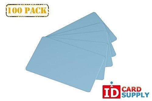 easyIDea Pack of 100 Light Blue CR80 Standard Size PVC Cards | 30 mil Thickness