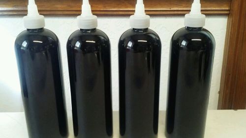 Lot (4) black 16 oz twist cone top plastic bottle