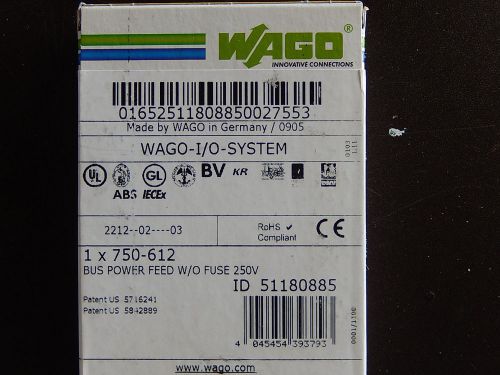 WAGO I/O System Bus Power Feed W/O Fuse 250V 750-612. NIB