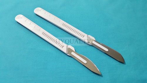 2 ASSORTED DISPOSABLE STERILE SURGICAL SCALPELS #24 #22 PLASTIC GRADUATED HANDLE
