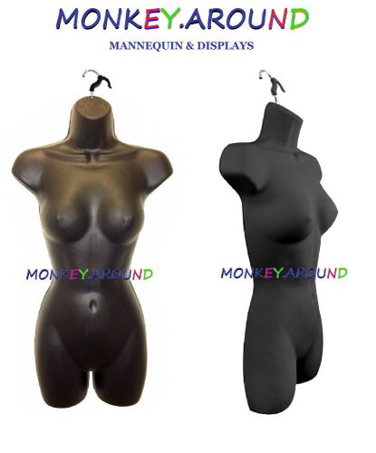 1 Black Mannequin Female Body Dress Torso Form Display Women Clothing w/Hanger