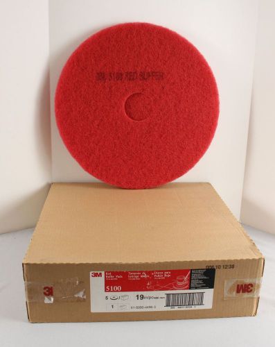 NEW 3M 5100 RED FLOOR BUFFER PADS 19&#034; CASE OF 5