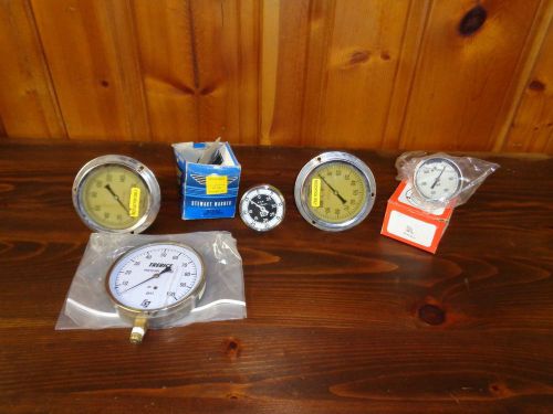 5 pc misc used pressure gauges / tachometer for sale