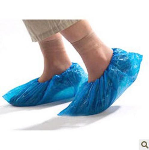 100 Pcs Plastic Disposable Shoe Covers Carpet Cleaning Overshoe Blue