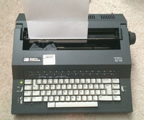Smith Corona SC110 Portable Electronic Typewriter With Cover &amp; Power Cord, WORKS