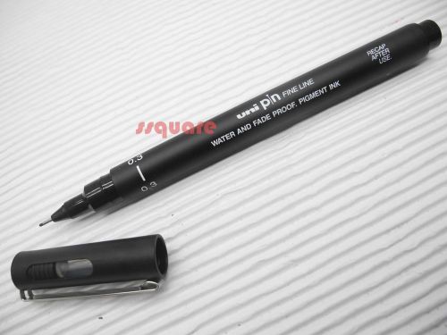 3 x Uni-Ball Uni Pin 0.3mm Fine Line Pigment Ink Black Fineliner Pen Pens