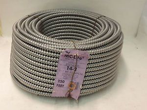 Mc-lite metal clad cable 2101-42-00 type mc aluminum 14-2 - approx. 200+ ft(j5) for sale