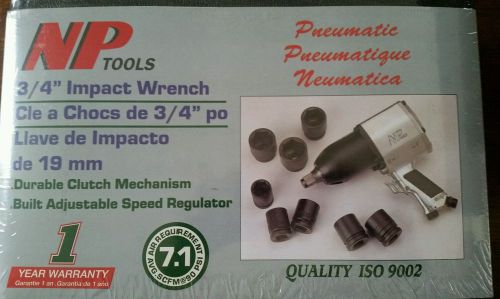 Np tools 3/4&#034; pneumatic impact wrench with impact sockets set for sale
