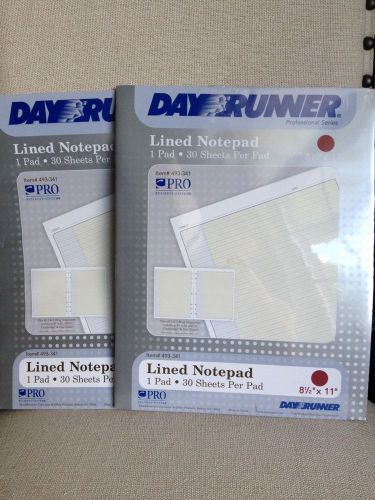 Day Runner Lined Notepad 8.5 x 11 30 sheets x 2  Set of TWO Item #493-341