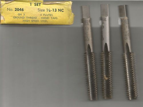 Set Of 3 Morse Carbon Steel 1/2-13 NC 4 Flutes Cut Thread HAND TAPS  No. 2046