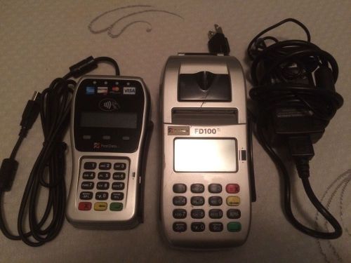 First Data Fd100ti Credit Card Terminal With Fd35 Pin Pad Working Condition.