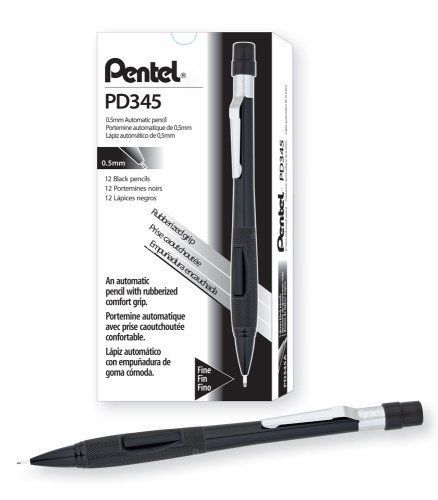 Pentel Quicker Clicker Automatic Pencil, 0.5mm Lead Size, Black Barrel, Box of
