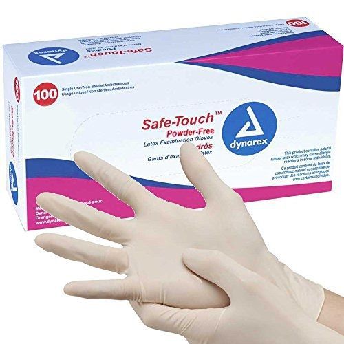 Safe-touch disposable latex exam gloves, powder-free, size extra-large (xl), for sale