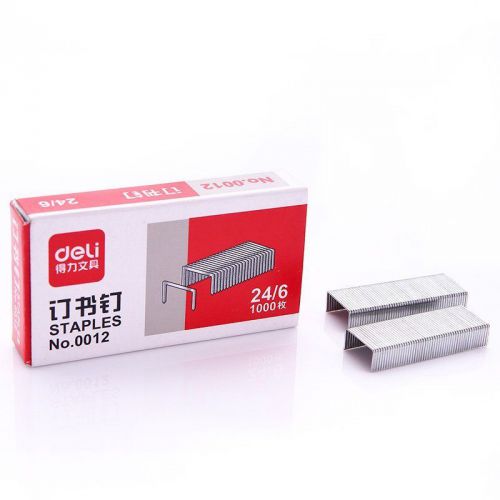 Deli no.0012 24/6 6mm high strength steel 1000 sharp point staples for office for sale