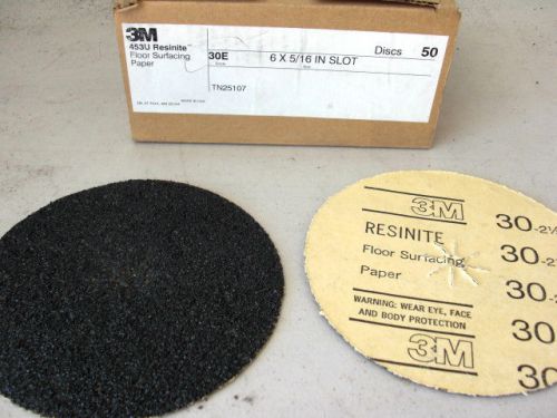 3M Resinite Floor Surfacing Discs , 6 in x 5/16 in slot, 30E Grit Box of 50 New