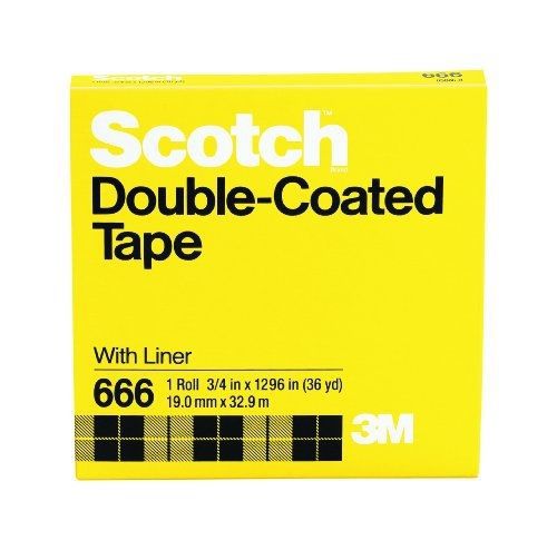 Scotch Double Sided Tape with Liner, 3/4 x 1296 Inches, Boxed (666)