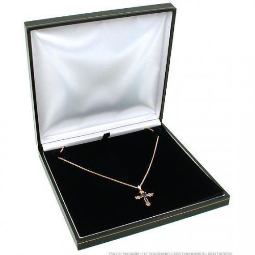 Black Faux Leather Necklace Box 6 1/2&#034;