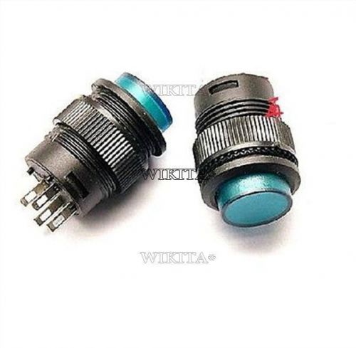 5pcs 3a 250v ac spst on/off self-locking 16mm push button switch blue light for sale