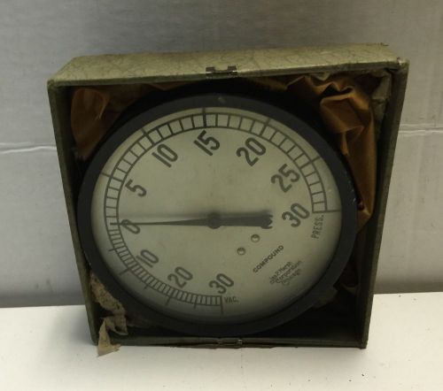 Antique 4 1/2&#034; jas. p. marsh, chicago compound vacuum pressure 30 psi gauge for sale