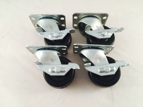 2&#034; soft rubber caster set. four swivel caster with brake for sale