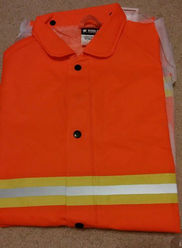 New in the package, river city 3 pc orange illuminating rain gear, size large for sale