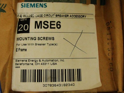 Siemens Circuit Breaker mounting screws for type E Frame (LOT OF 20), MSE6