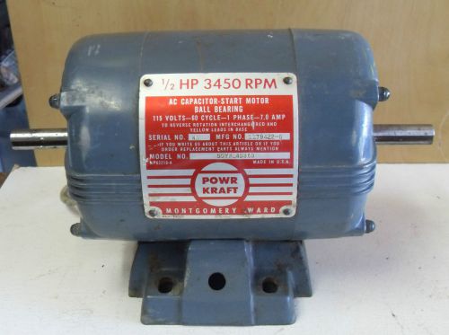 Wards Power Kraft Machine Motor 1/2 HP 5/8&#034; shaft, 3450 RPM , 30 day Warrenty