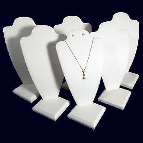 6 White Leather Necklace Earring Jewelry Display 10&#034;