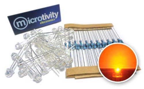 microtivity IL312 4.8mm Wide Angle Orange Straw Hat LED w/ Resistors (Pack of