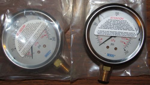 2 TWO NEW WIKA GAUGE 200PSI 2.5&#034; STAINLESS STEEL 1/4&#034; NPT LM 50242466 213.53
