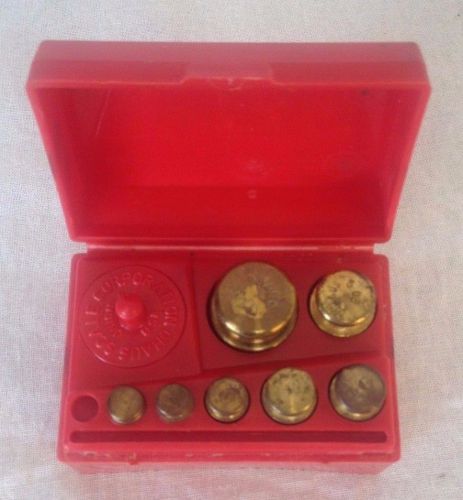 OHAUS SCALES FRACTIONAL WEIGHTS SET Lot of 7 Brass w/ Case Up to 50g