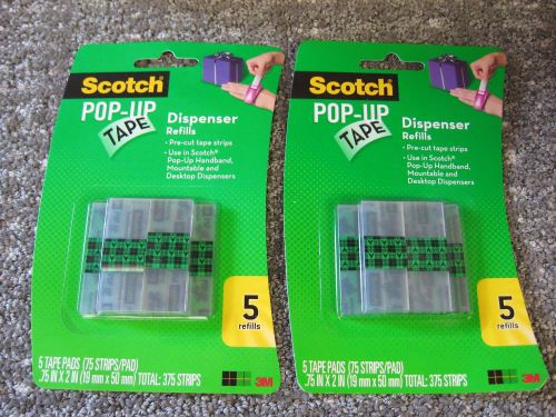 10 pads of scotch pop-up handband tape dispenser refills pre-cut strips (750) for sale