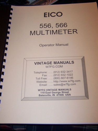 EICO 556, 566 MULTIMETER OPERATORS MANUAL (INSTRUCTION MANUAL)