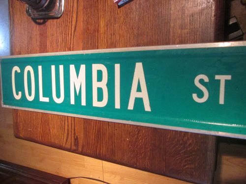 Vintage Aluminum 30&#034;x6 3/4&#034; Columbia  St Highway Street Sign 2 Sided