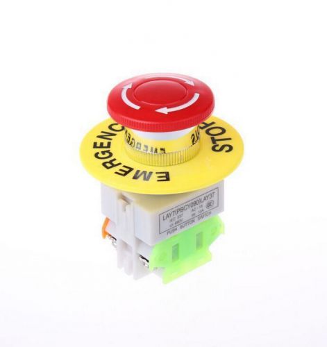 Us 1 mushroom cap 1no 1nc dpst emergency stop push button switch ac660v 10a 22mm for sale